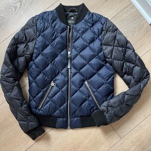Mackage down bomber in black/navy EUC